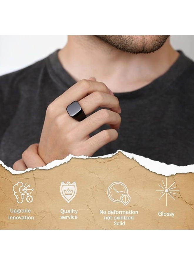 enhong Black Signet Rings for Men Solid Polished Stainless Steel Biker Ring Ideal Gift for Dad & Boyfriend Size 7, Stainless Steel, not known - Image 3