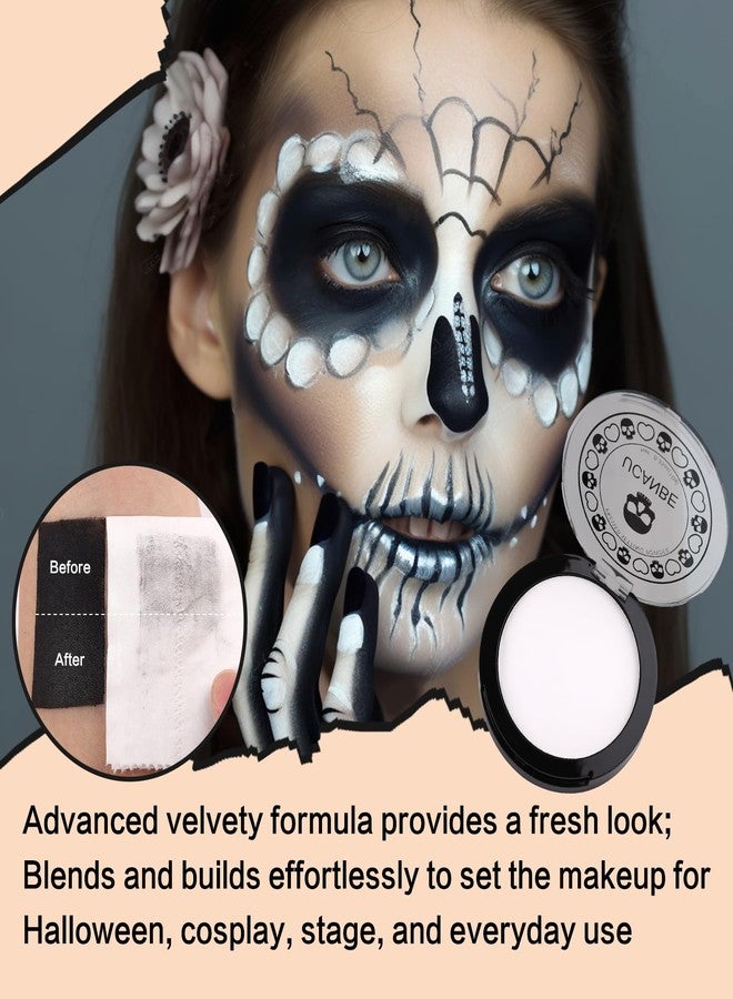 UCANBE White Pressed Setting Powder for Special Effects & Halloween Makeup, Translucent Matte Finishing Powder, Baking White Face Powder for Long Lasting Coverage, Portable Compact - Image 3