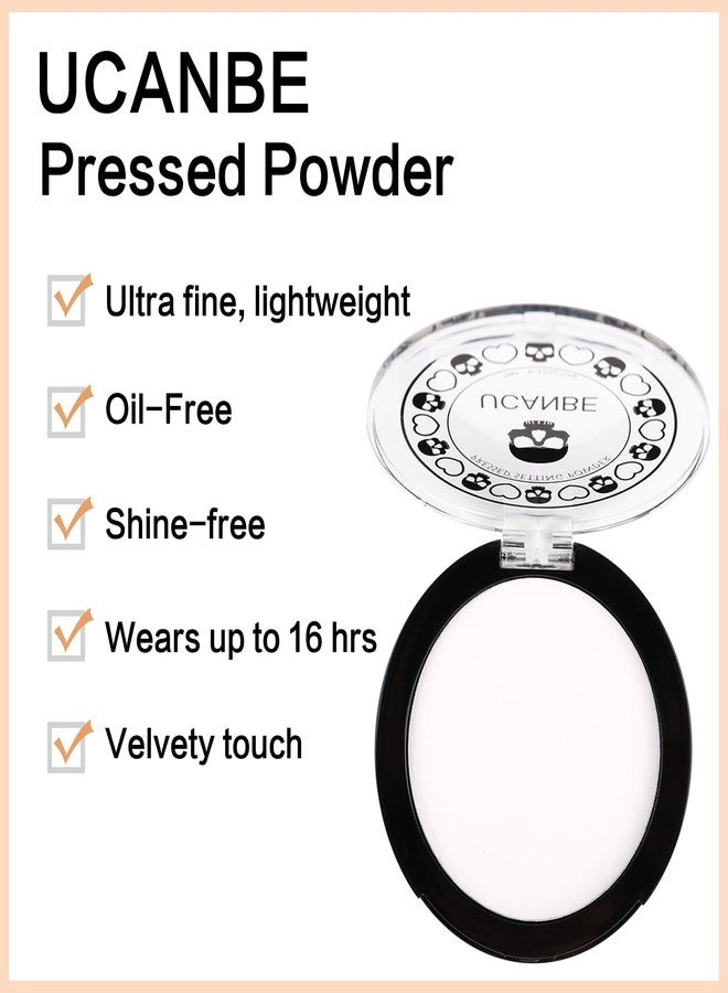 UCANBE White Pressed Setting Powder for Special Effects & Halloween Makeup, Translucent Matte Finishing Powder, Baking White Face Powder for Long Lasting Coverage, Portable Compact - Image 2