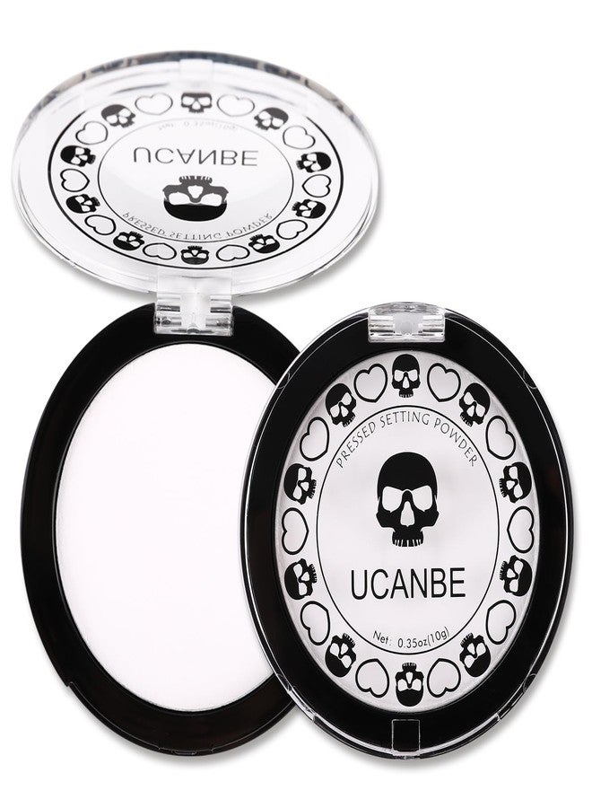 UCANBE White Pressed Setting Powder for Special Effects & Halloween Makeup, Translucent Matte Finishing Powder, Baking White Face Powder for Long Lasting Coverage, Portable Compact - Image 1