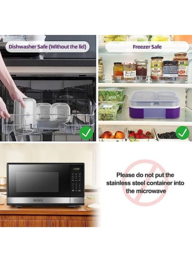 GGEROU صندوق غداء من الفولاذ المقاوم للصدأ للبالغين، صندوق غداء معزول بنمط بينتو مع أدوات المائدة وحقيبة، 1600 مل 2 حاويات غداء مقسمة مع أغطية - Image 5