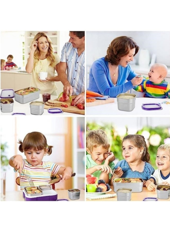 GGEROU صندوق غداء من الفولاذ المقاوم للصدأ للبالغين، صندوق غداء معزول بنمط بينتو مع أدوات المائدة وحقيبة، 1600 مل 2 حاويات غداء مقسمة مع أغطية - Image 4