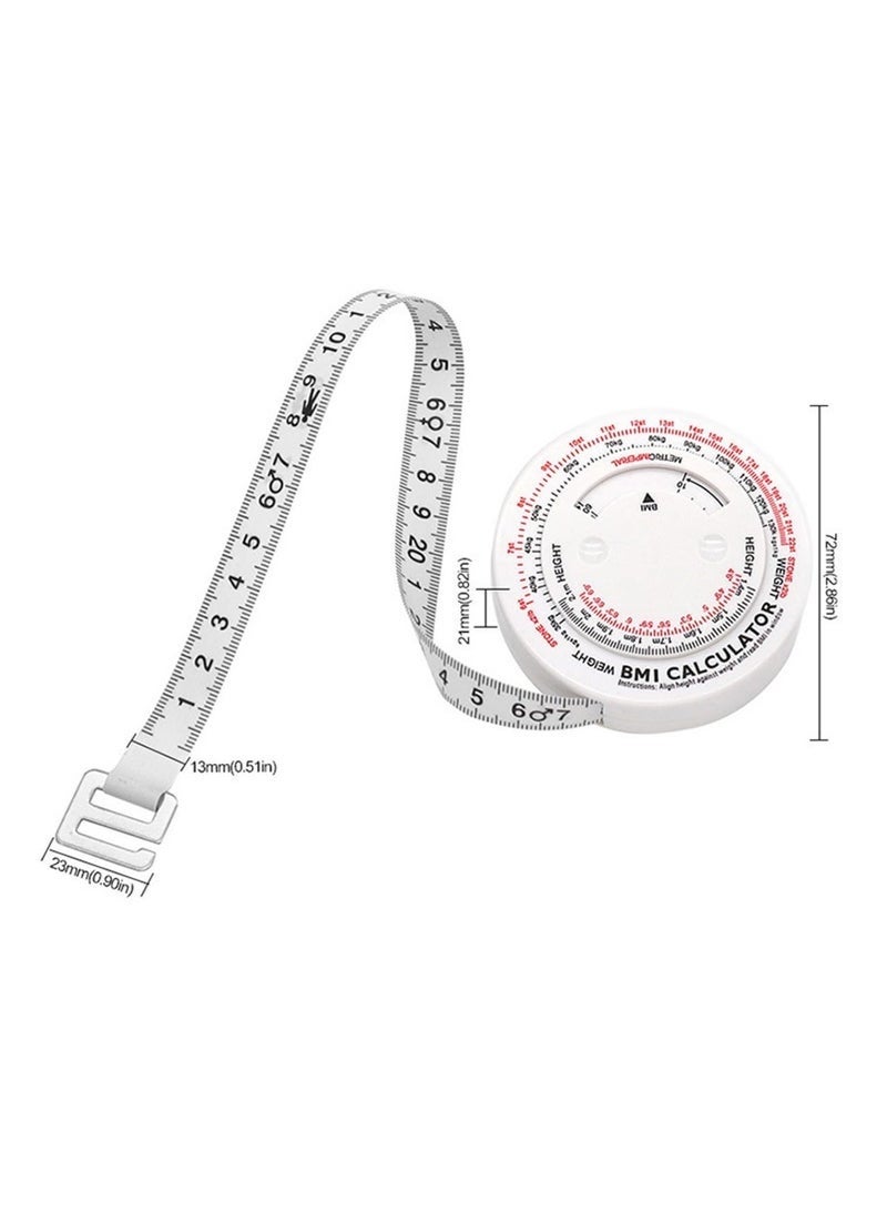 2 PCS Bmi Measuring Tape, Bmi Wheel Calculator Body Mass Index Calculator, Body Tape Measure for Body Waist Weight Health Accurate Measurement (White) - Image 5