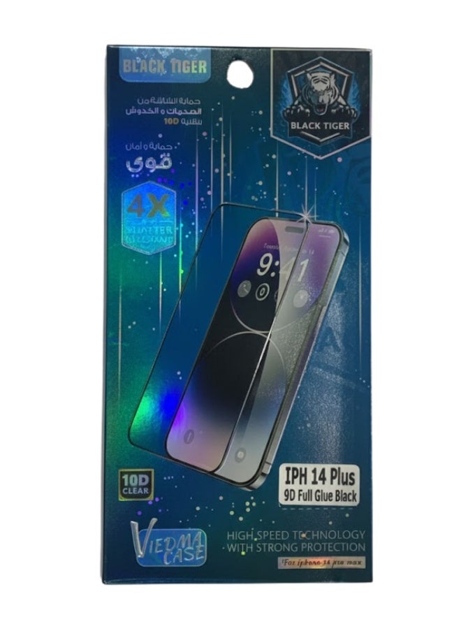 Black Tiger Viedma 9D Full Glue Tempered Glass Screen Protector for iPhone 14 Plus with 10D Clear and Strong Impact Protection