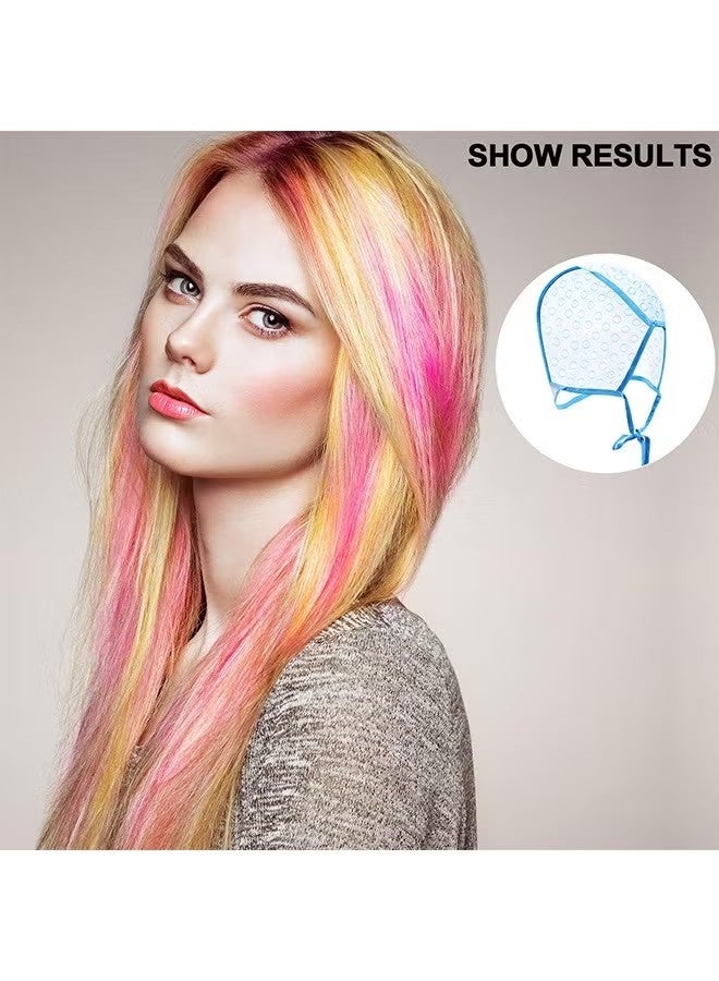 مجموعة صبغ الشعر المنزلية من 6 قطع، غطاء تفتيح الشعر، غطاء صبغ الشعر مع خطافات بلاستيكية، مجموعة أدوات تصفيف الشعر (أزرق، وردي، وأرجواني) - Image 5