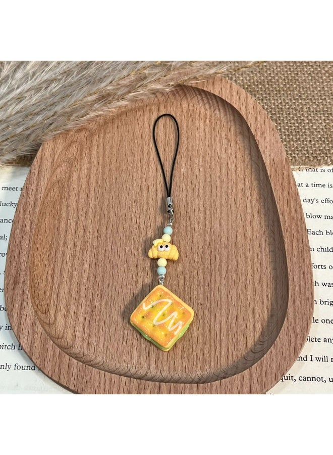 NIBEMINENT Phone Charm/ Chain Strap for Women Girls，Cake Sandwich Snack Cell Phone Case Lanyard Wrist Strap