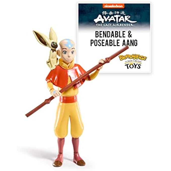 THE NOBLE COLLECTION AVATAR AANG - NOBLE TOYS 18CM BENDABLE POSABLE COLLECTIBLE DOLL FIGURE WITH STAND AND MINI ACCESSORY - Image 1