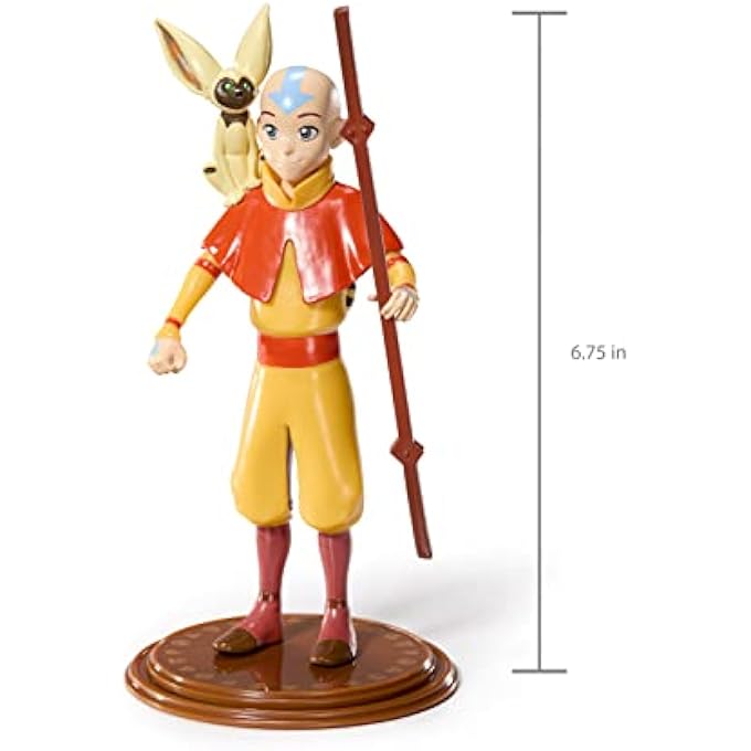 THE NOBLE COLLECTION AVATAR AANG - NOBLE TOYS 18CM BENDABLE POSABLE COLLECTIBLE DOLL FIGURE WITH STAND AND MINI ACCESSORY - Image 4