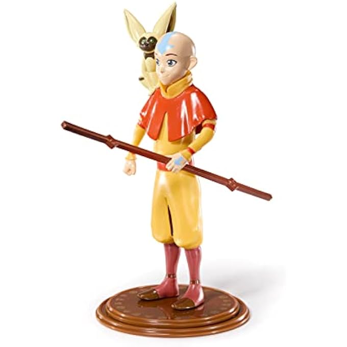 THE NOBLE COLLECTION AVATAR AANG - NOBLE TOYS 18CM BENDABLE POSABLE COLLECTIBLE DOLL FIGURE WITH STAND AND MINI ACCESSORY - Image 3