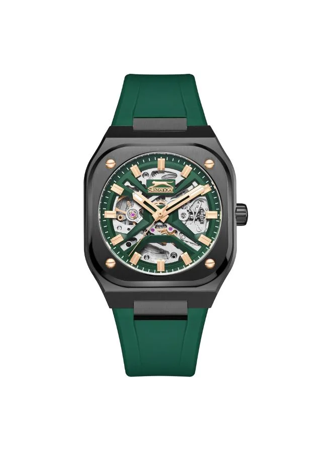Slazenger SLAZENGER SL.9.2415.1.02 Men's Automatic  Display Watch & Silicone Strap Dark Green