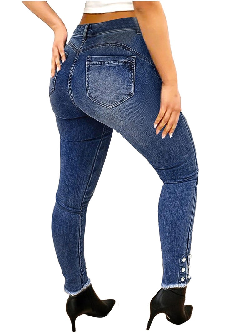 Flamingals Women's High Waist Butt Lifting Skinny Jeans Tummy Control Boot Cut Jeans Women Navy Blue L - Image 1