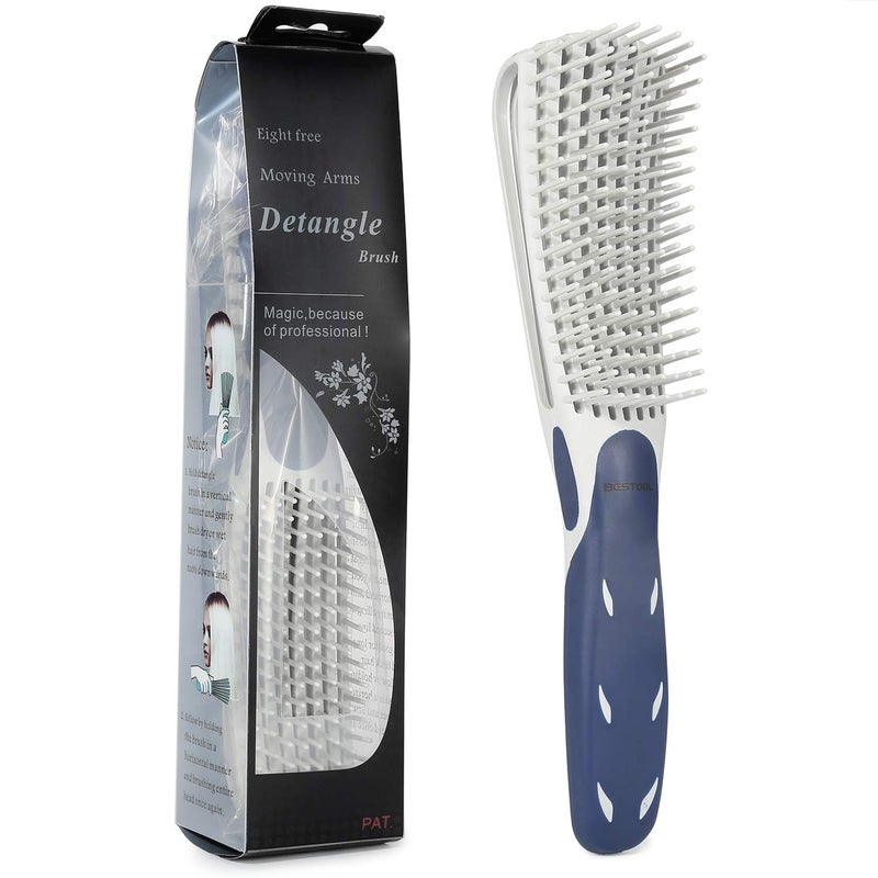 BESTOOL Detangling Brush for Curly and Natural Black Hair Afro 34abc Texture Faster and Easier Detangling of Wet or Dry Hair with No Pain Blue