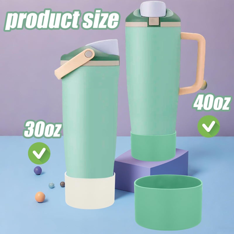 Mity Rain 2Pcs Protective Silicone Boots For Owala 30Oz & 40Oz Freesip Sway Bottles & Tumblers - Accessories For Owala  Enhances Stability & Prevents Scratches (Eucalyptus & Lvory) - Image 2