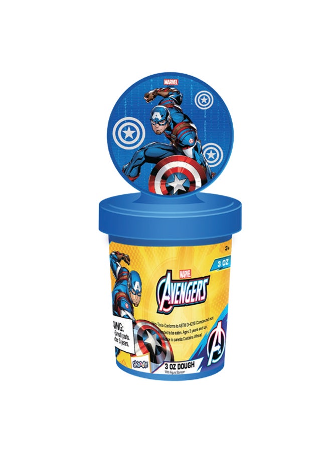 Marvel Captain America 3OZ Dough with Figure Stamper | Non-Toxic Clay for Kids | Creative Art Toy |Blue - Image 1
