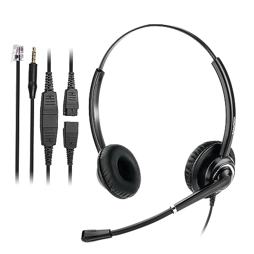 MAIRDI Telephone Headset for Cisco Phone, with RJ9 & 3.5mm Jack for Landline Deskphone Cell Phone PC Laptop, Call Center Headset with Microphone for Office, Work for Cisco 7941 7861 8811 - Image 1
