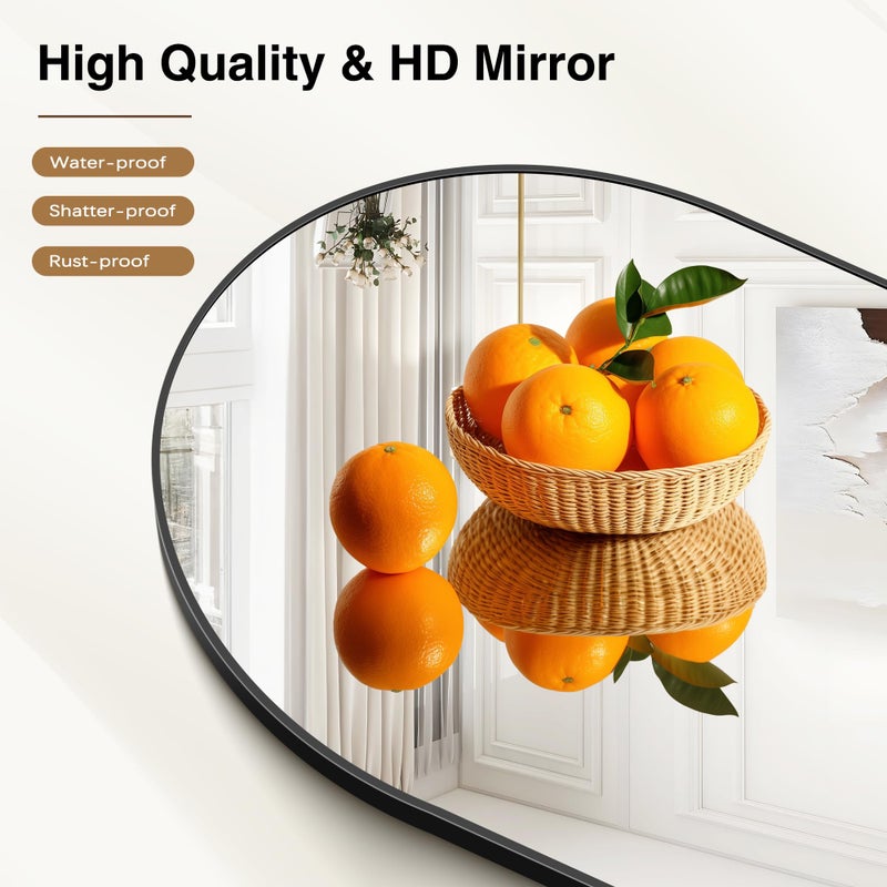 COFENY Black Arch Mirror, 30â€™â€™x36â€™â€™ Black Mirror for Bathroom, Wide Arched Bathroom Mirror with Metal Wall Mounted Mirror for Bedroom Living Room Entryway Modern - Image 5
