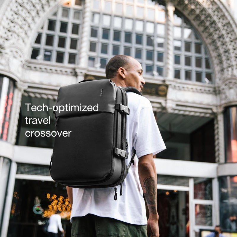incase Incase A.R.C. Travel BackPack, 25L - Heavy Duty Backpack with Laptop Compartment for 16 inch Computer - Sustainable, Water-Repellent, Shoe Storage, RFID & Travel Pass Pocket, Black (19in x 13in x 8in)  - Image 2