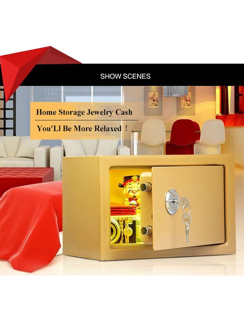 High-Security Mini Safe with Key - Steel Locking Storage Box for Home and Office, Ideal for Cash, Money, and Valuables, Includes 3 Keys for Elderly and Secure Storage. - Image 2