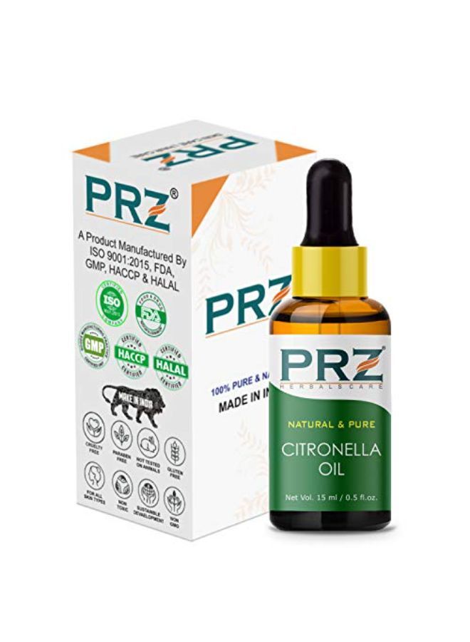 PRZ Citronella Essential Oil - Pure Natural & Therapeutic Grade Oil For Aromatherapy Body Massage, Skin Care & Hair Care, 15 Ml - Image 3