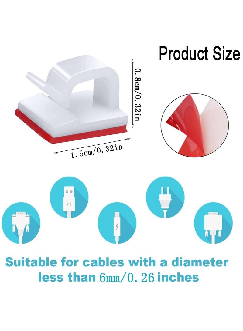 مقابس كبل لاصق من 50 قطعة، منظم حامل الأسلاك، منظم الكبلات مقابس الأسلاك لإدارة الكبلات أسفل المكتب، إخفاء الكبل، خطافات المقابس الخفيفة، مقابس حامل الكبلات للمكتب الرئيسي (أبيض) - Image 2