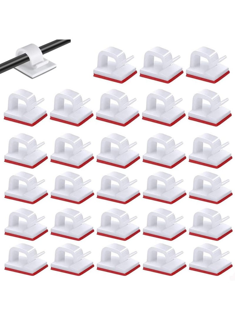 مقابس كبل لاصق من 50 قطعة، منظم حامل الأسلاك، منظم الكبلات مقابس الأسلاك لإدارة الكبلات أسفل المكتب، إخفاء الكبل، خطافات المقابس الخفيفة، مقابس حامل الكبلات للمكتب الرئيسي (أبيض) - Image 1