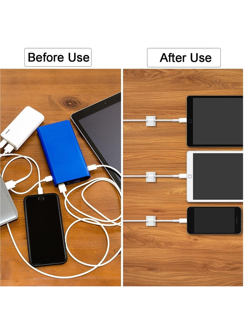 مقابس كبل لاصق من 50 قطعة، منظم حامل الأسلاك، منظم الكبلات مقابس الأسلاك لإدارة الكبلات أسفل المكتب، إخفاء الكبل، خطافات المقابس الخفيفة، مقابس حامل الكبلات للمكتب الرئيسي (أبيض) - Image 3