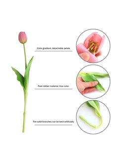 Excefore Latex Artificial Tulips Flowers 10Pcs Real Touch Faux Flower DIY Bouquets Floral Arrangement for Home Table Centerpiece Wedding Party Decoration Gifts for Women (Pink)  - Image 2