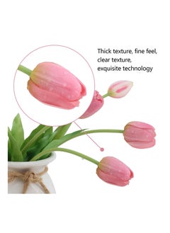 Excefore Latex Artificial Tulips Flowers 10Pcs Real Touch Faux Flower DIY Bouquets Floral Arrangement for Home Table Centerpiece Wedding Party Decoration Gifts for Women (Pink)  - Image 3