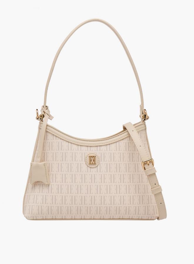 ELLE حقيبة كتف بطباعة مونوغرام مع حزام قابل للفصل - Image 1