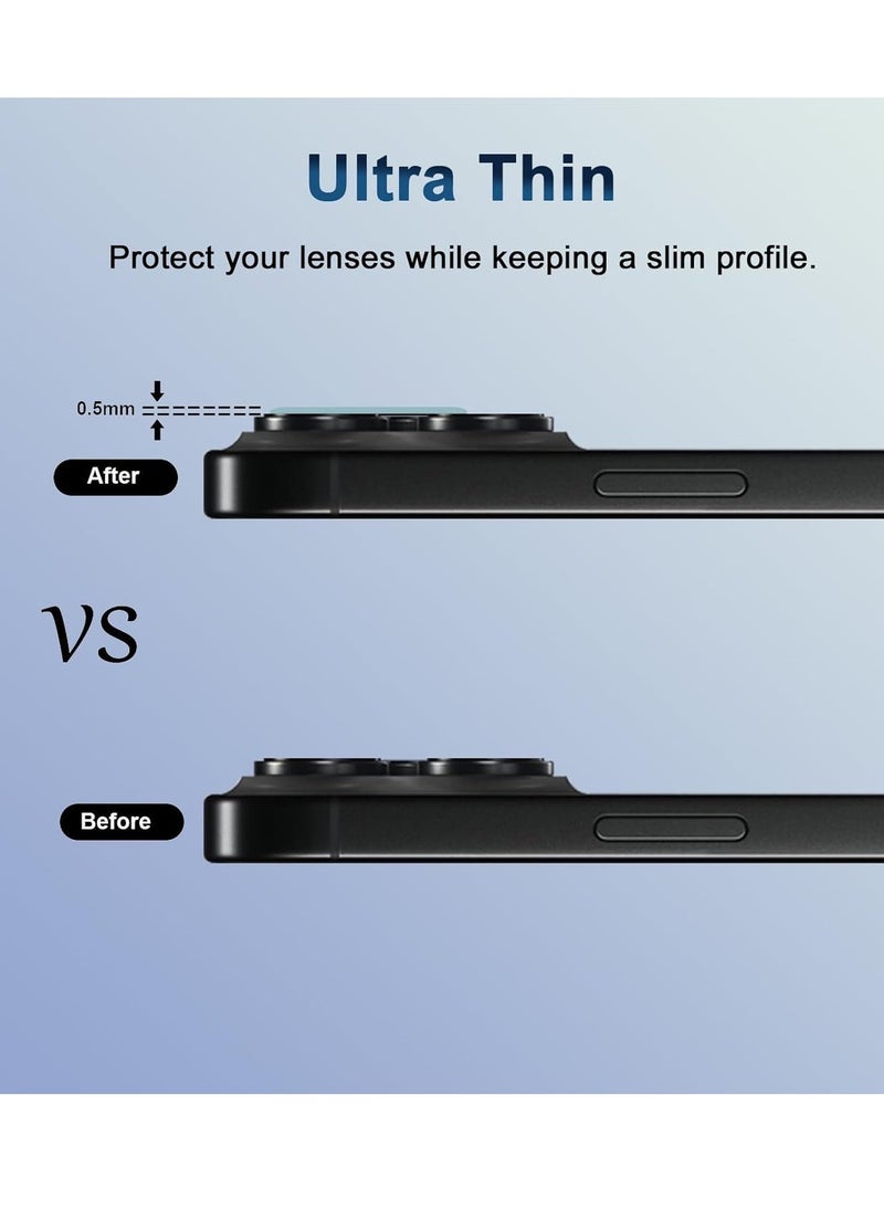 Raxoom Camera Protection for iPhone 16 Pro/Pro Max â€“ 2-Pack Tempered Glass Lens Protector, HD Clear, 9H Hardness, Full Coverage Camera Protective Film - Image 4