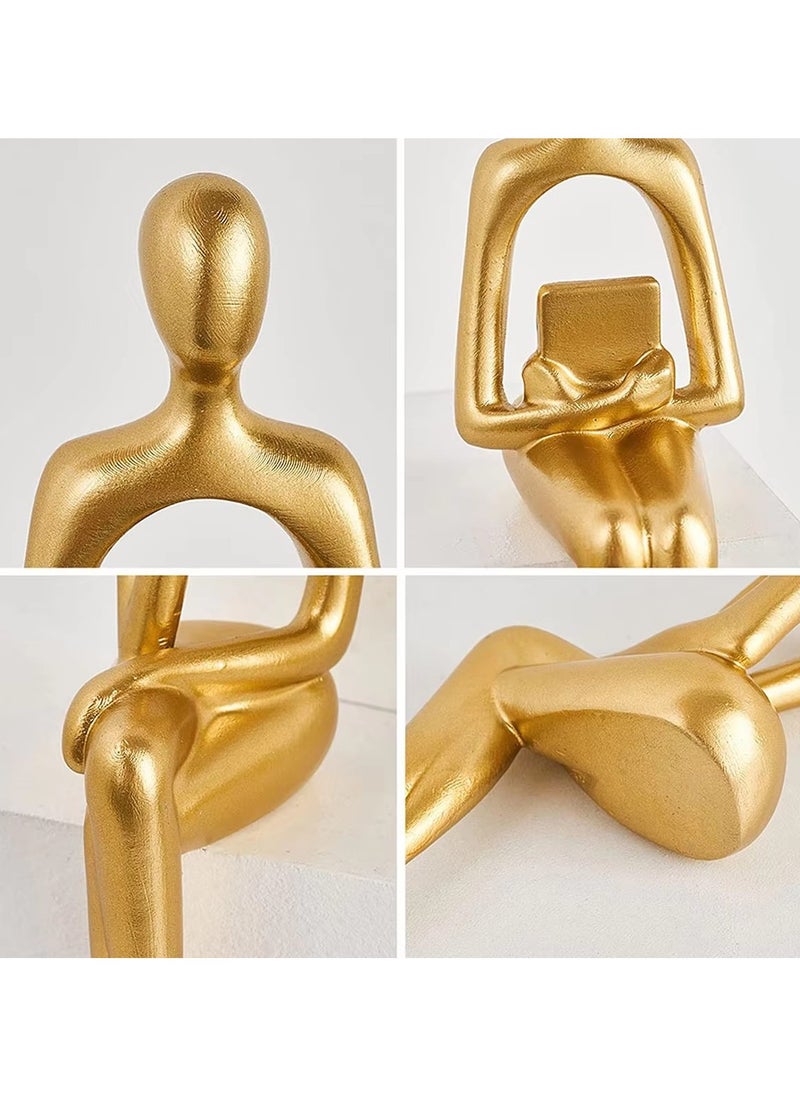 Generic 3pcs Abstract Figures Resin Statue Gold Thinker Sculpture Ornament Gold Statue Decor Art Sitting Posture Character Statues Home Shelf Decorations for Home, Living Room, Office Decoration  - Image 2