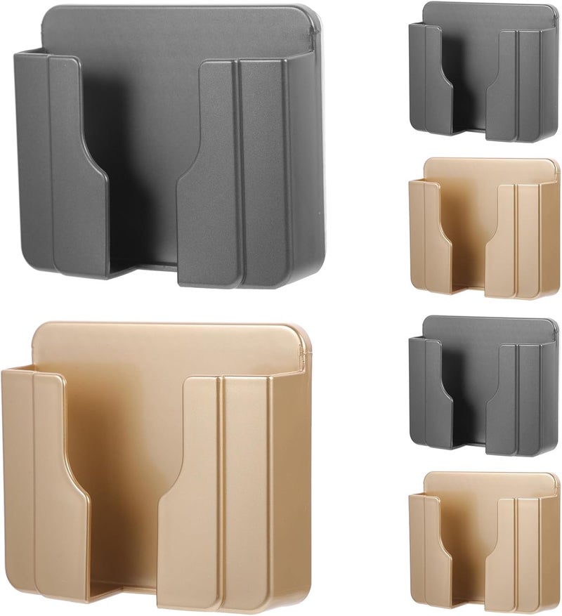 Vaguelly 6pcs Wall Mount Phone Charger Holder with Self-Adhesive Plastic Support and Data Cable Slot, Space-Saving Phone Charging Stand for Kitchen and Bedroom, Metallic and Neutral Colors - Image 1