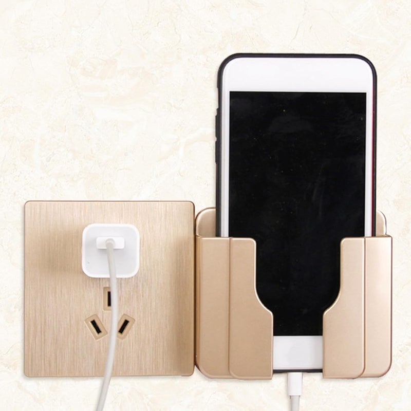 Vaguelly 6pcs Wall Mount Phone Charger Holder with Self-Adhesive Plastic Support and Data Cable Slot, Space-Saving Phone Charging Stand for Kitchen and Bedroom, Metallic and Neutral Colors - Image 4