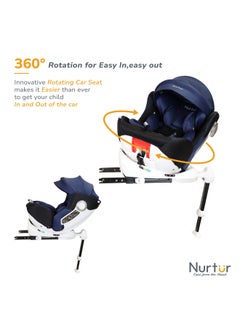 Nurtur Liberty Baby Kids 4 In 1 Car Seat 360 Degree Rotation Leg Support Isofix  10 Level Adjustable Headrest With Canopy  - Image 3