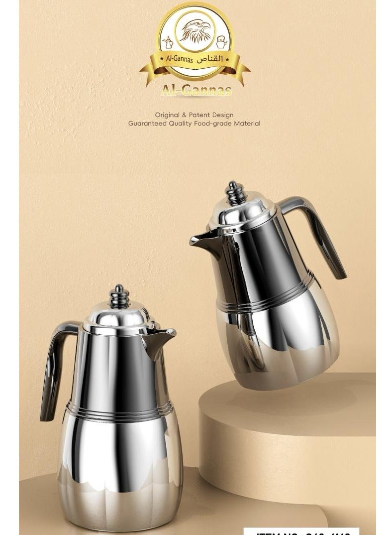 AL-GANNAS 2 Peice Thermos Set for Tea & Coffee | 1L & 0.7L | High-Quality with 2-Year Heat Retention Warranty | Elegant New Design - Image 5