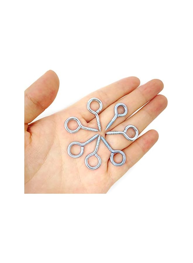 S-TOP 100PCS 28mm(1.1 Inch) Nickel Plated Screw Eyes Pins Eye Bolt Hooks Eye Shape Screw Hooks Hanging Cup Hooks (Blue) - Image 3