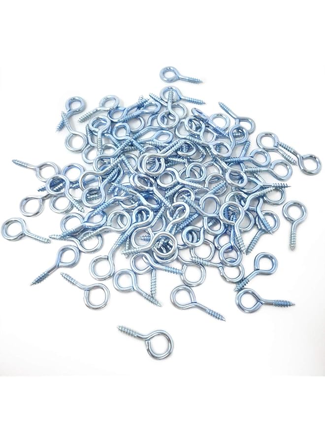 S-TOP 100PCS 28mm(1.1 Inch) Nickel Plated Screw Eyes Pins Eye Bolt Hooks Eye Shape Screw Hooks Hanging Cup Hooks (Blue) - Image 1