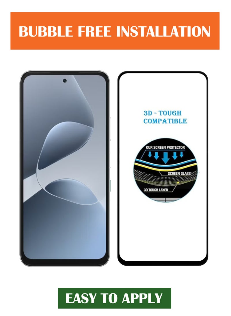 For Infinix Hot 60i - [2 Pack] Tempered Glass Screen Protector - Advanced Border-Less Full Edge to Edge ,Shatterproof , High Responsiveness , Higher Transparency , Quick to Install ,Anti-scratch and Bubble-free Screen Protector - Black - Image 3