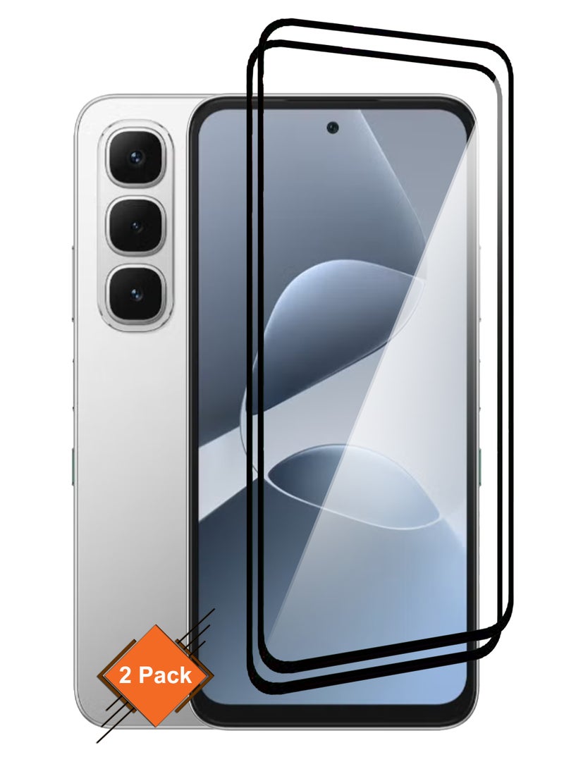 For Infinix Hot 60i - [2 Pack] Tempered Glass Screen Protector - Advanced Border-Less Full Edge to Edge ,Shatterproof , High Responsiveness , Higher Transparency , Quick to Install ,Anti-scratch and Bubble-free Screen Protector - Black - Image 1