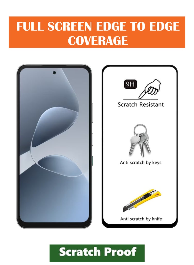 For Infinix Hot 60i - [2 Pack] Tempered Glass Screen Protector - Advanced Border-Less Full Edge to Edge ,Shatterproof , High Responsiveness , Higher Transparency , Quick to Install ,Anti-scratch and Bubble-free Screen Protector - Black - Image 2