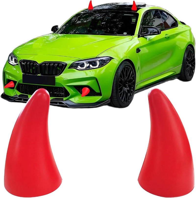 folconroad Car Auto Truck Elasticity 3D Devil Horns Sticker Bumper Decor Anti Collision [RED] 2Pcs/Set[US Warehouse] Halloween Christmas Gift (Red) - Image 2
