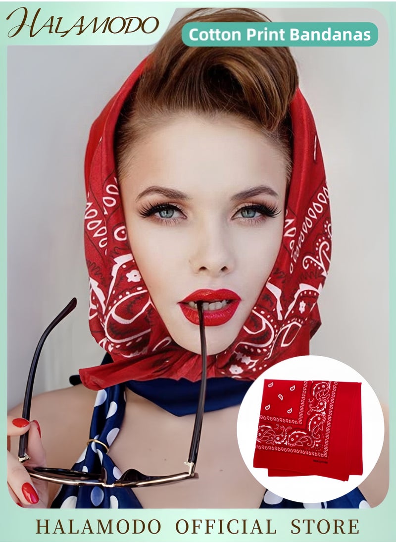 HALAMODO Multi-Purpose Paisley Cowboy Bandanas 100% Cotton Headbands for Men and Women Vintage Western Handkerchiefs Bandanas for Party Outdoor Activities and Daily Wear  - Image 1