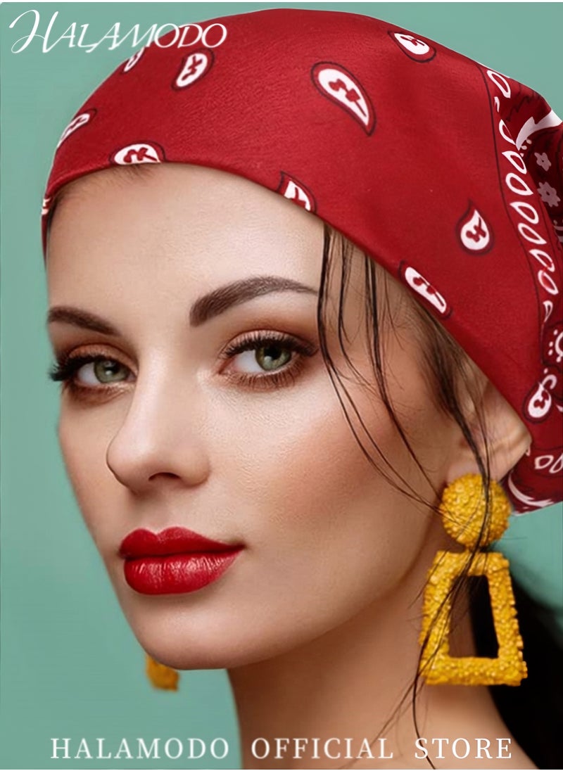 HALAMODO Multi-Purpose Paisley Cowboy Bandanas 100% Cotton Headbands for Men and Women Vintage Western Handkerchiefs Bandanas for Party Outdoor Activities and Daily Wear  - Image 2