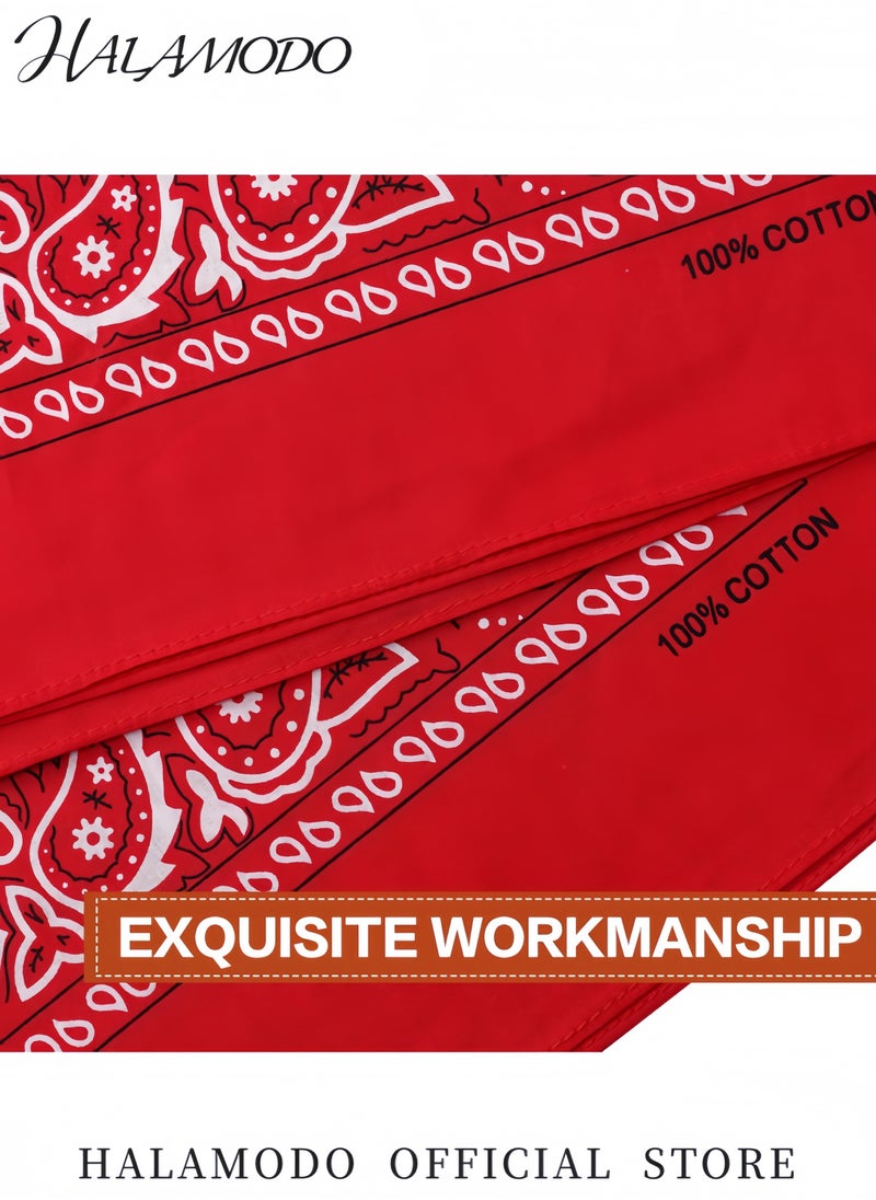 HALAMODO Multi-Purpose Paisley Cowboy Bandanas 100% Cotton Headbands for Men and Women Vintage Western Handkerchiefs Bandanas for Party Outdoor Activities and Daily Wear  - Image 5