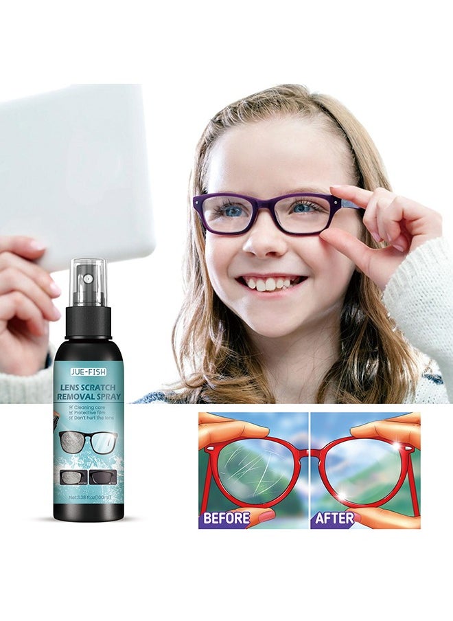 JUE-FISH - Eyeglass Lens Cleaning And Maintenance Spray 100ml, Ideal For Eyeglasses, Mobile Phones And Electronic Screens, Optical Surfaces, Even On Coated Surfaces, Safe Professional Grade Formula - Image 1