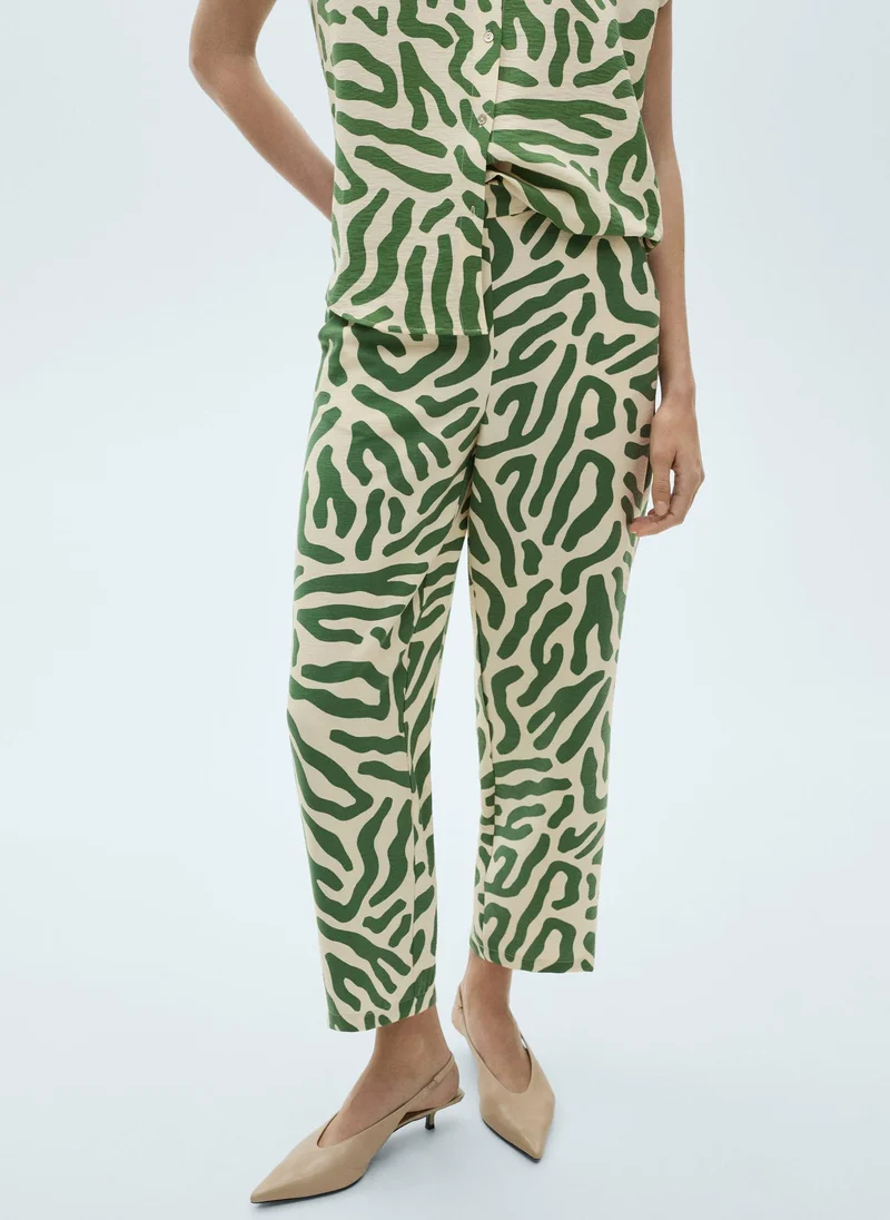 MANGO Printed Straight Trousers