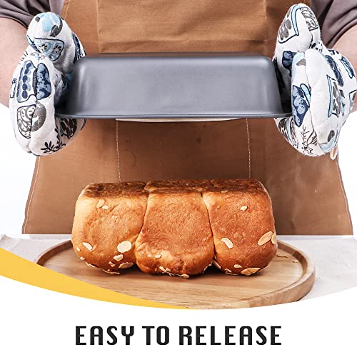 HONGBAKE 3 Pack Loaf Pan Set, 8.5 x 4.5 Inches With Wide Grips Nonstick Bread Tin, 1Lb Perfect for Homemade Baking, Grey - Image 3