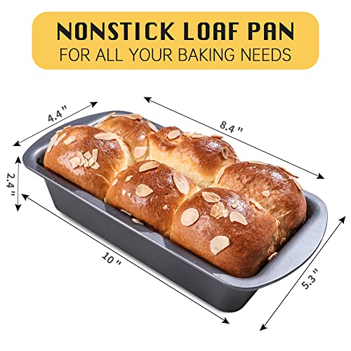 HONGBAKE 3 Pack Loaf Pan Set, 8.5 x 4.5 Inches With Wide Grips Nonstick Bread Tin, 1Lb Perfect for Homemade Baking, Grey - Image 4