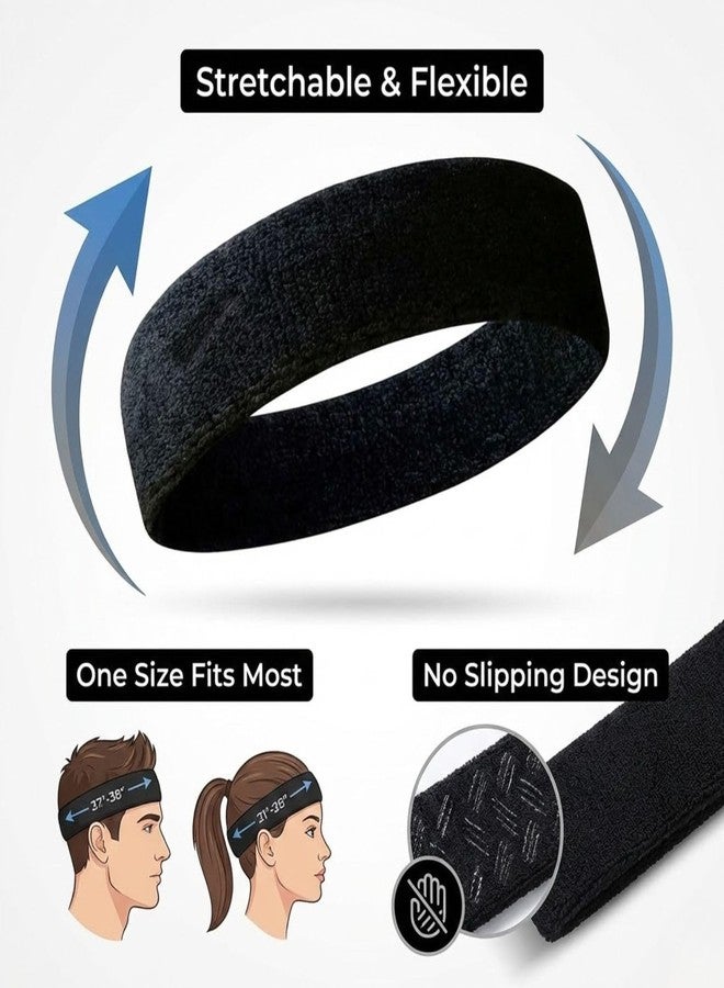 STEFFER Cotton Headband Sports Gym Workout Yoga Sweatband-All Sports Wear Headband Fitness Band Unisex (Pack Of 1 Black) - Image 5