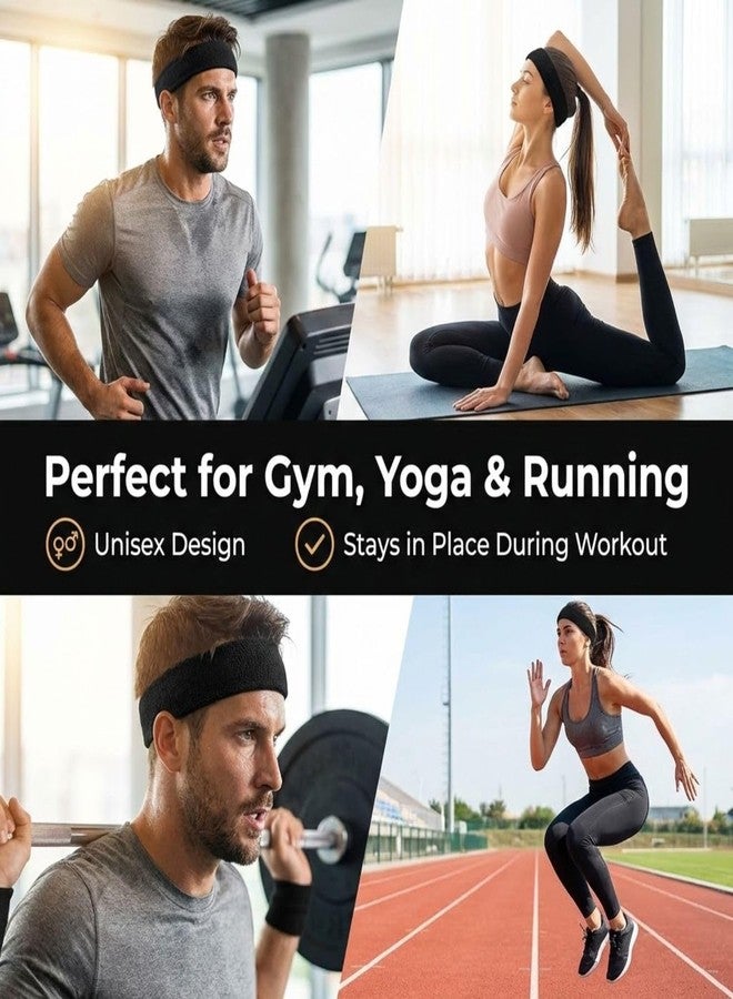 STEFFER Cotton Headband Sports Gym Workout Yoga Sweatband-All Sports Wear Headband Fitness Band Unisex (Pack Of 1 Black) - Image 4